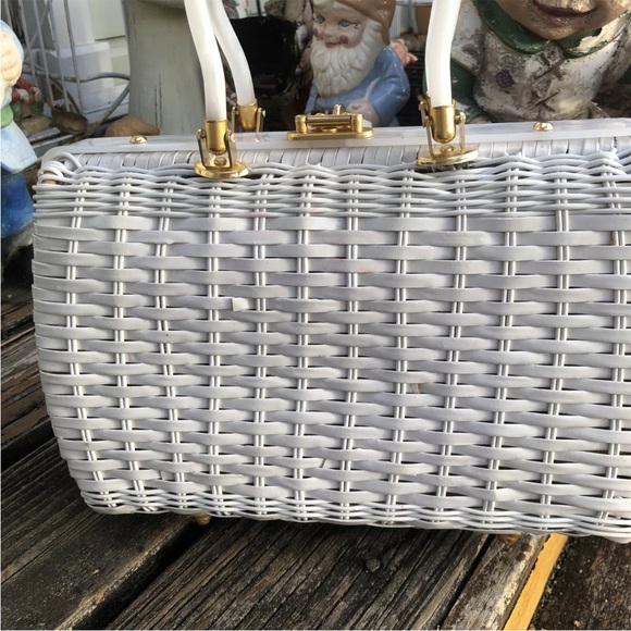 Princess Charming Atlas SeaShell Seahorse Beach Wicker Purse Bag Vintage 50s 60s - Picture 6 of 12